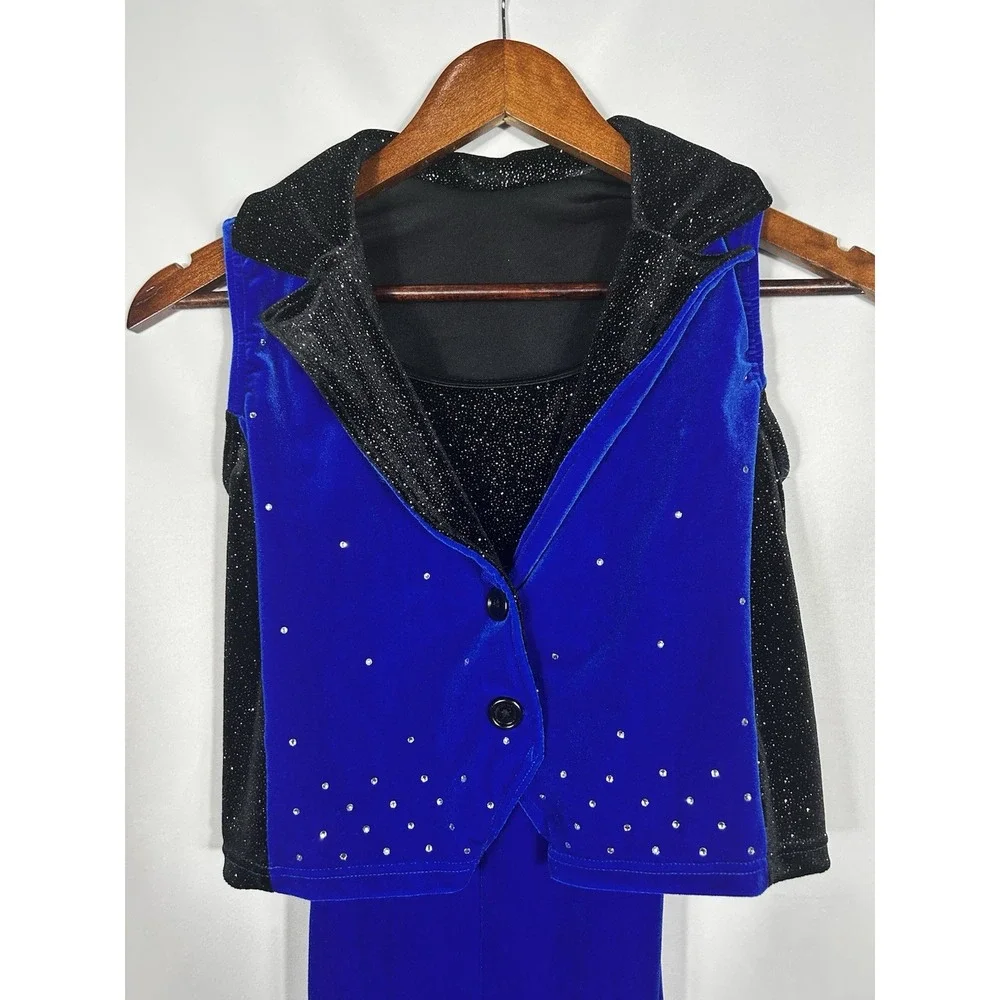 Weissman Showtime Die With A Smile 18232 Dance Costume Blue  Velvet Pantsuit MC
